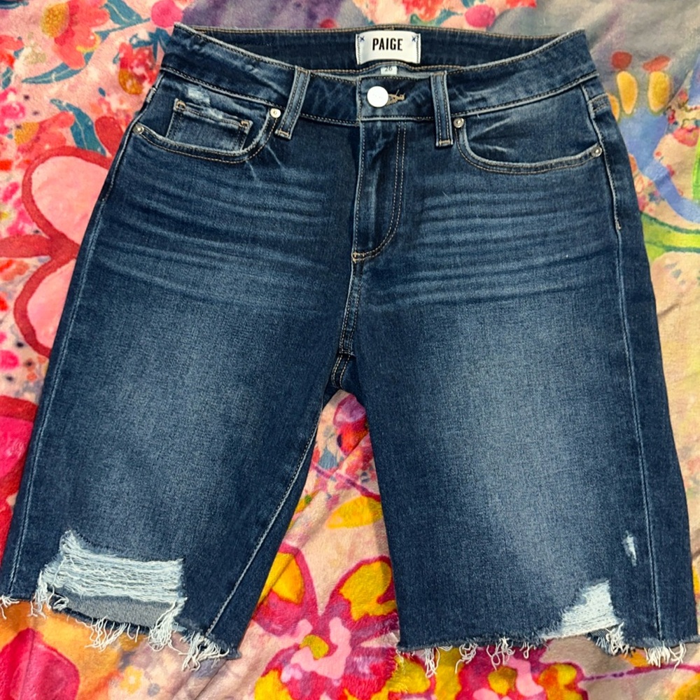 Paige Denim Blue Distressed Shorts Size 26